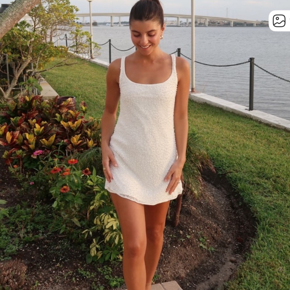 Abercrombie & Fitch | Dresses | Abercrombie White Pearl Embellished Mini  Dress Xs Tall | Poshmark